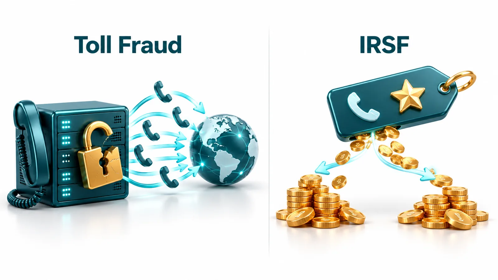 IRSF and toll fraud both run up costly calls, but they work differently, so each needs its own controls.