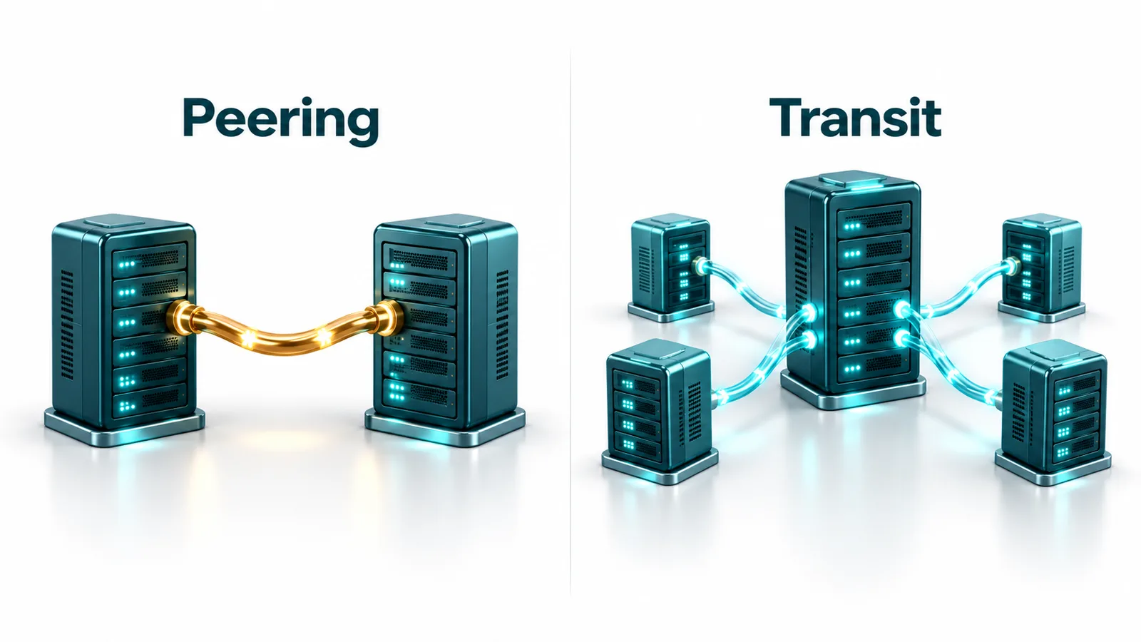 Peering and transit are two ways carriers exchange traffic, and the choice depends on cost, reach and how big the carrier is.