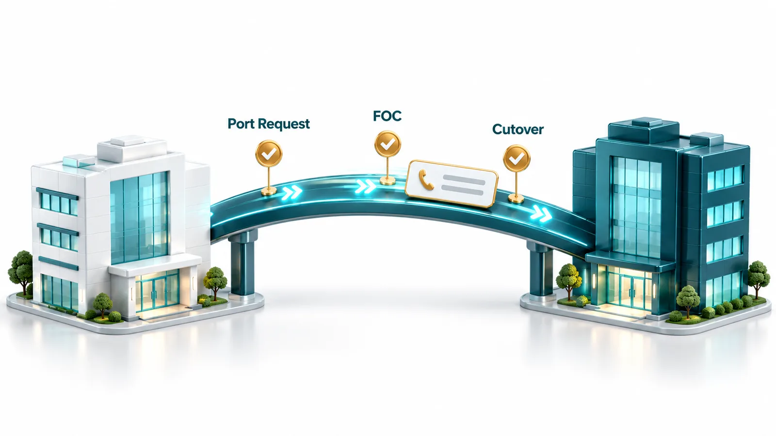 A number moves between carriers through the porting process, which is set by a registry and a set of carrier steps.